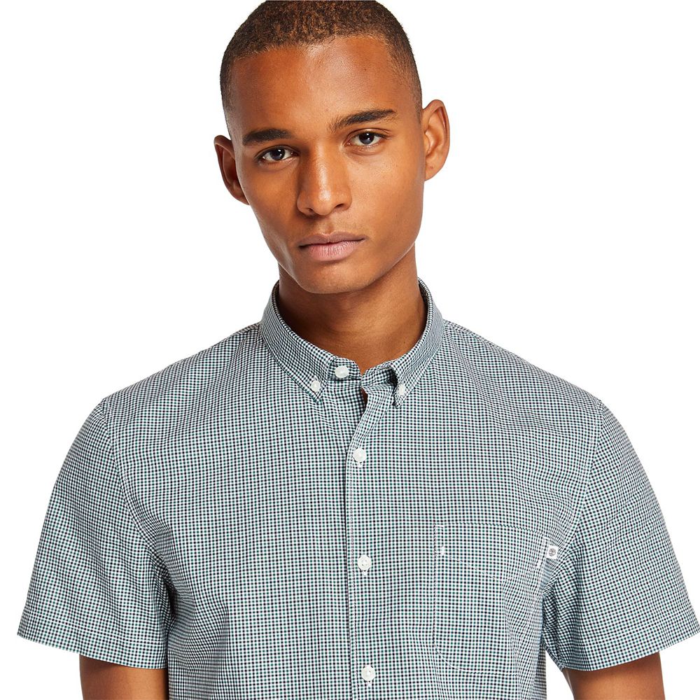 Timberland Mens Shirts Eastham River Slim Fit Gingham - Green - India OU2014673